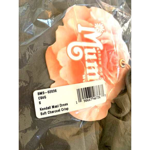 Show Me Your Mumu Kendall Maxi Dress Soft Charcoal Crisp S NWT - Picture 5 of 7